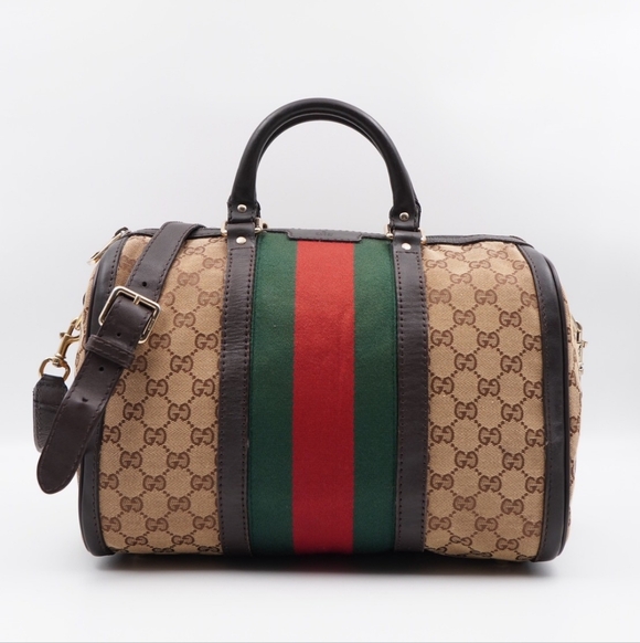 ❌️❌️SOLD❌️❌️CC69 💖 GUCCI GG Monogram Vintage Web Boston - Picture 1 of 15